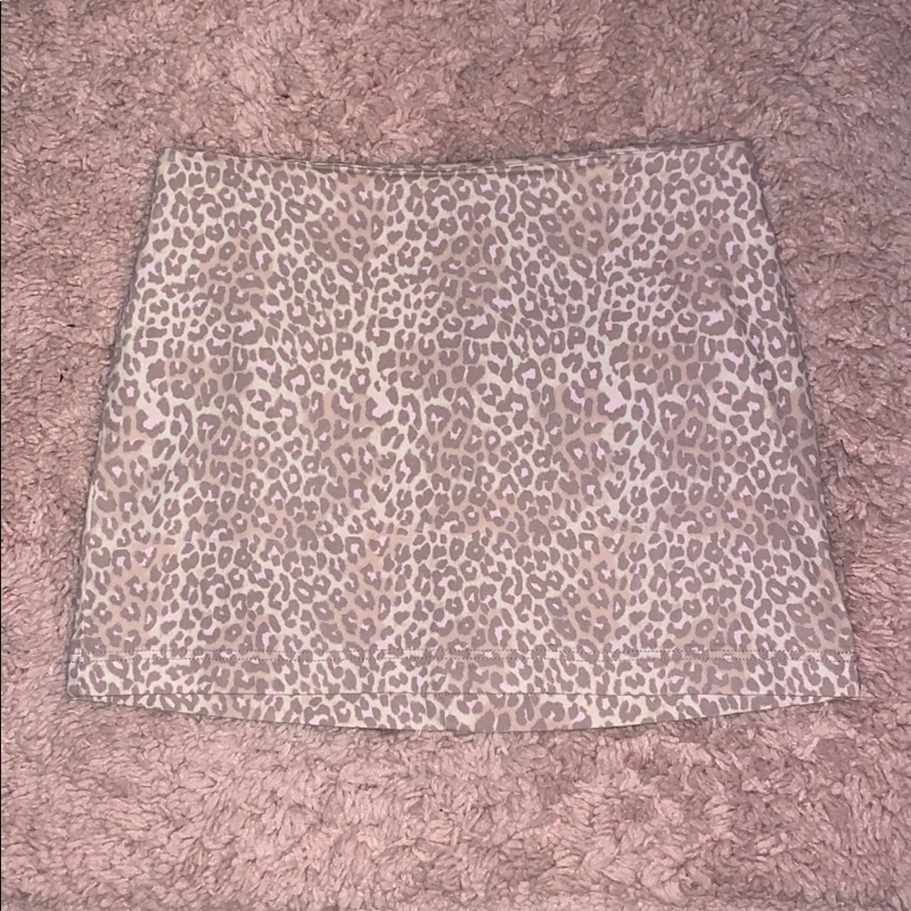 Pink Leopard Print mini skirt